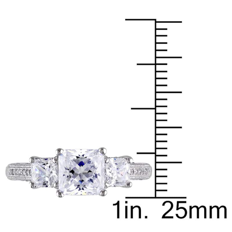 Miadora Sterling Silver White Square Cut Cubic Zirconia Engagement Ring