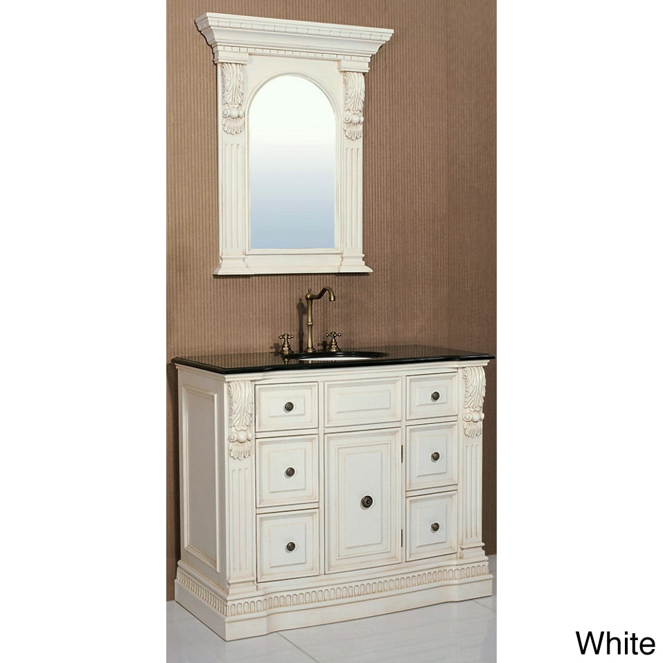 Granite Top 43 Inch Single Sink Bathroom Vanity With Matching Mirror Overstock 8086944