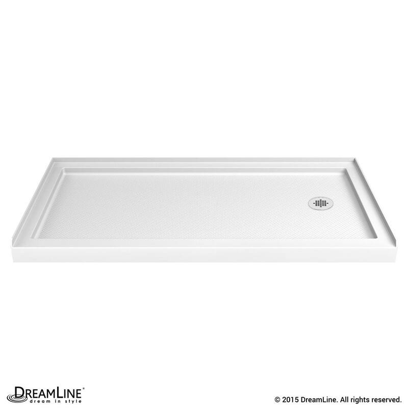 DreamLine 32 in. D x 60 in. W x 76 3/4 in. H Single Threshold Shower Base and Acrylic Backwall Kit - 32" x 60" - 32" x 60"