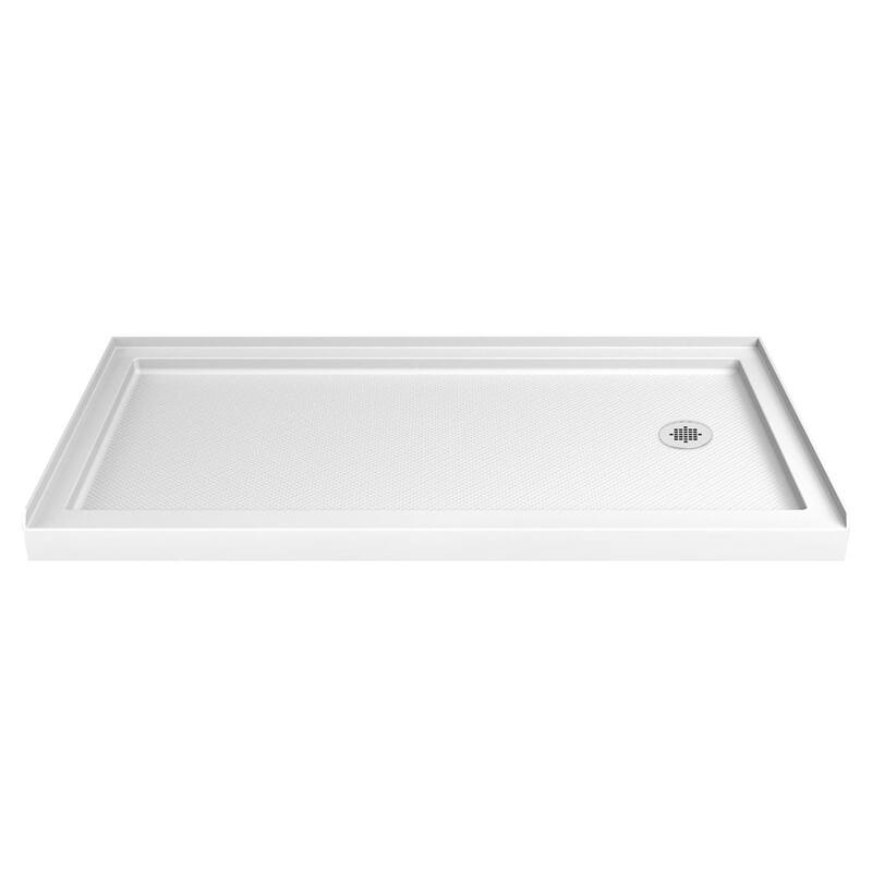 DreamLine 32 in. D x 60 in. W x 76 3/4 in. H Single Threshold Shower Base and Acrylic Backwall Kit - 32" x 60" - 32" x 60"