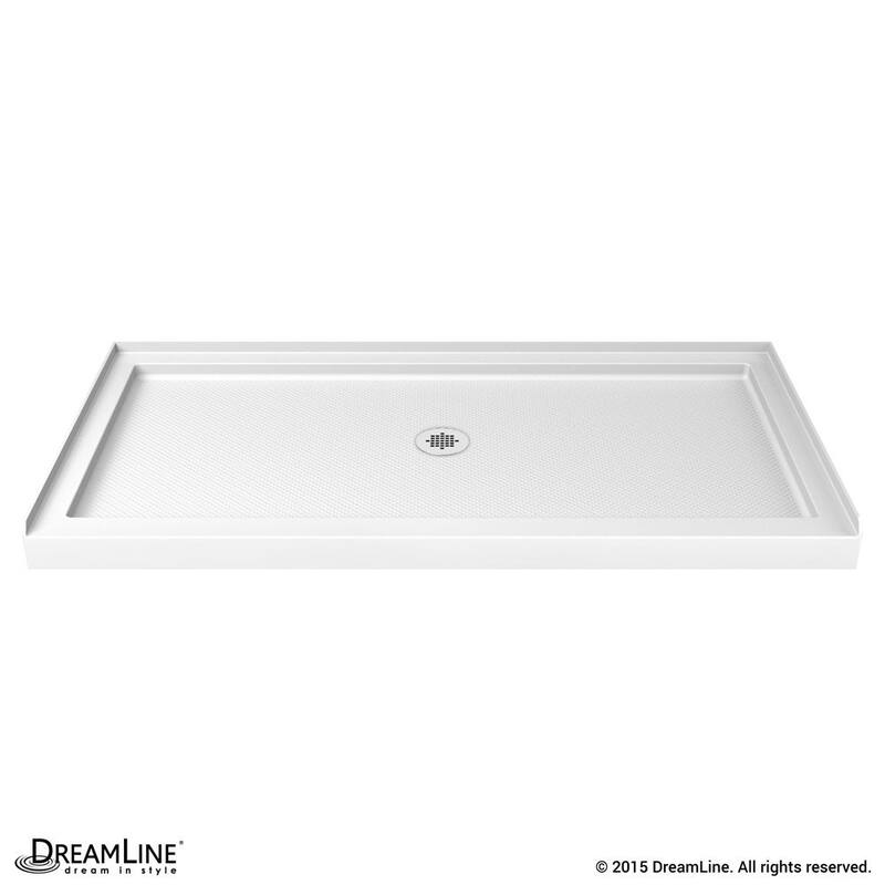 DreamLine 32 in. D x 60 in. W x 76 3/4 in. H Single Threshold Shower Base and Acrylic Backwall Kit - 32" x 60" - 32" x 60"