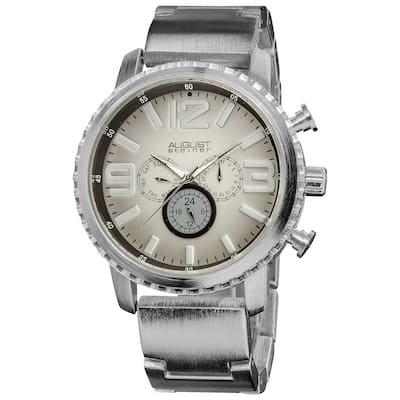 August Steiner Men's Multifunction Gradient-Dial Quartz Silver-Tone Bracelet Watch