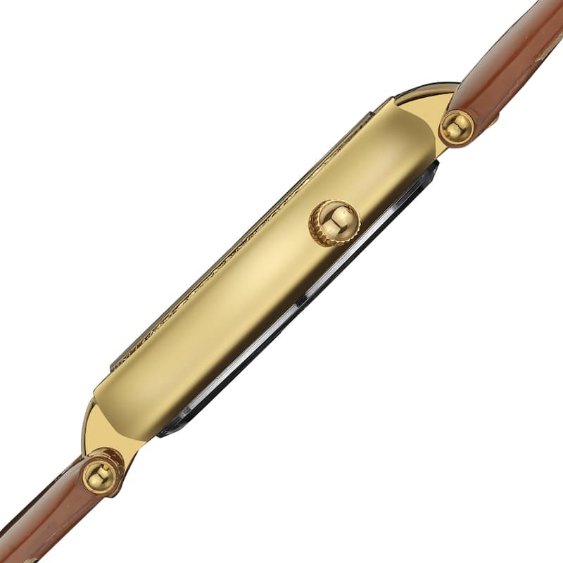 Akribos XXIV Ladies Parrot Dial Leather Brown Strap Watch - WHITE