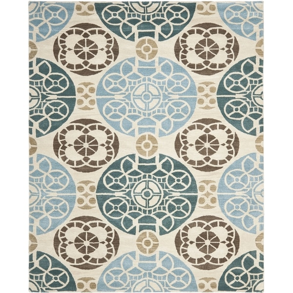 Safavieh Handmade Wyndham Beige/ Blue Wool Rug - 10' x 14'