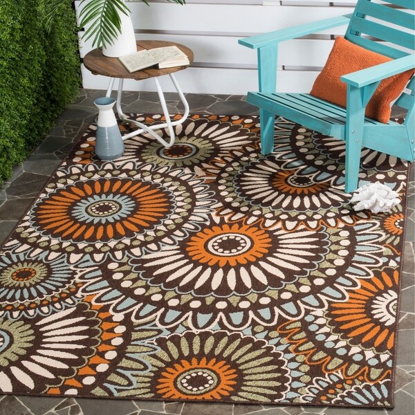 Safavieh Indoor/Outdoor Piled Veranda Chocolate/ Terracotta Rug - 8' x 11'2