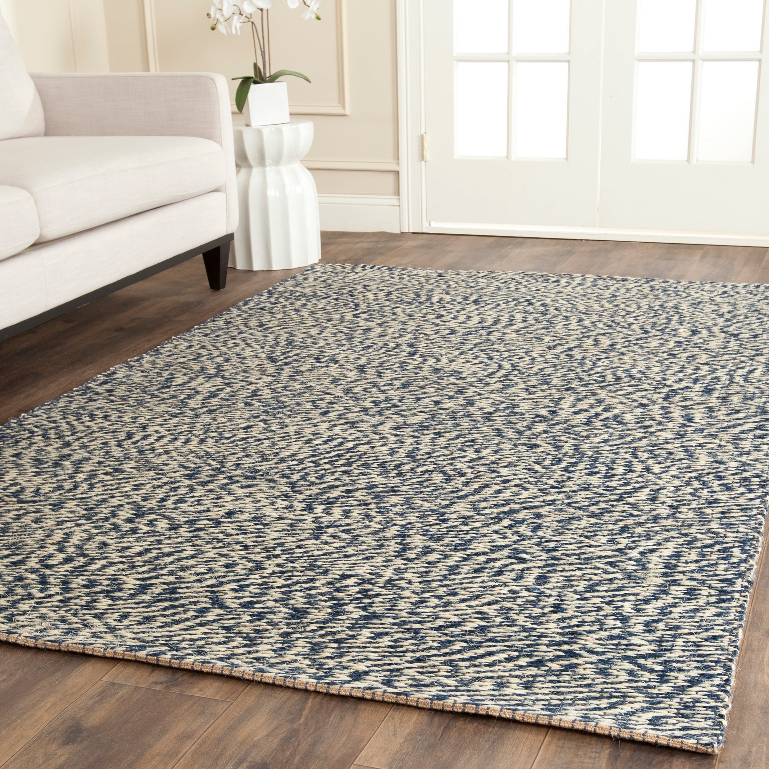 Safavieh Natural Fiber Blue/ Ivory Sisal Sea Grass Rug (4 Square)