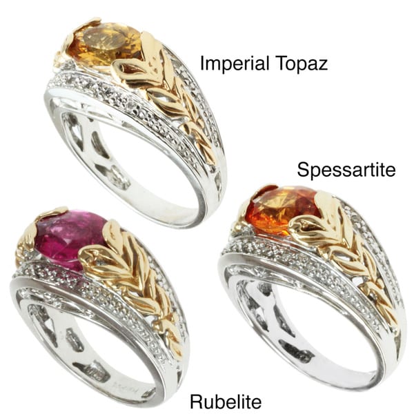 Michael Valitutti 14k Two tone Gold Imperial Topaz, Rubelite or