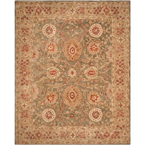 Safavieh Handmade Anatolia Oriental Sage Green/ Ivory Hand-spun Wool Rug - 11' x 15'