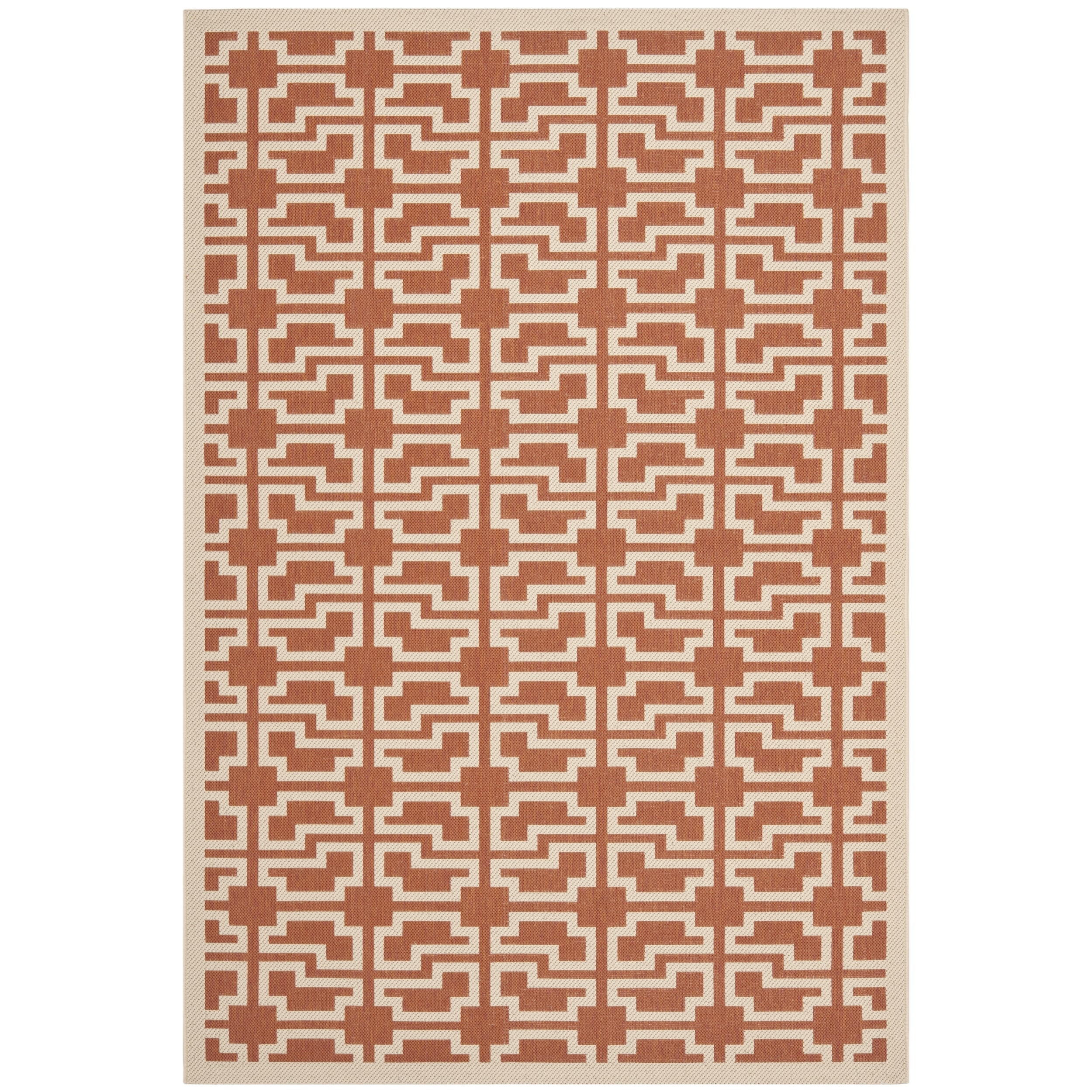 Safavieh Indoor/ Outdoor Courtyard Terracotta/ Beige Rug (53 X 77)