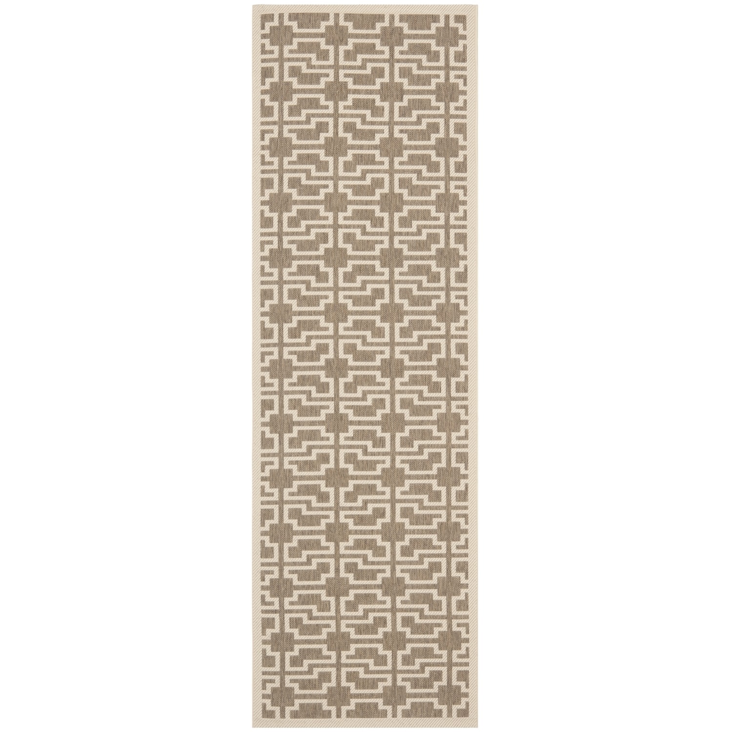 Safavieh Indoor/ Outdoor Courtyard Mocha/ Beige Rug (27 X 82)