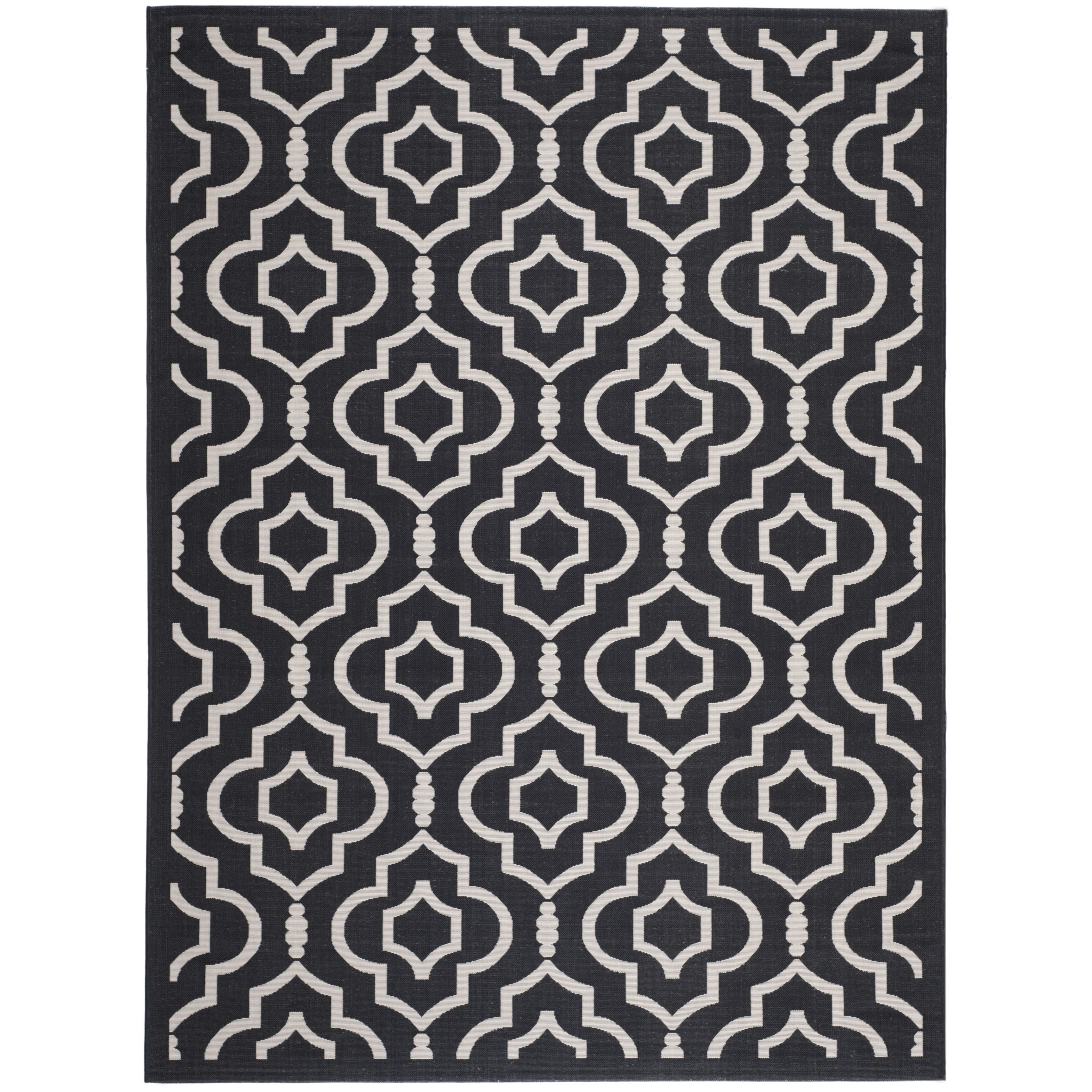 Safavieh Indoor/outdoor Courtyard Black/beige Geometric Rug (53 X 77)