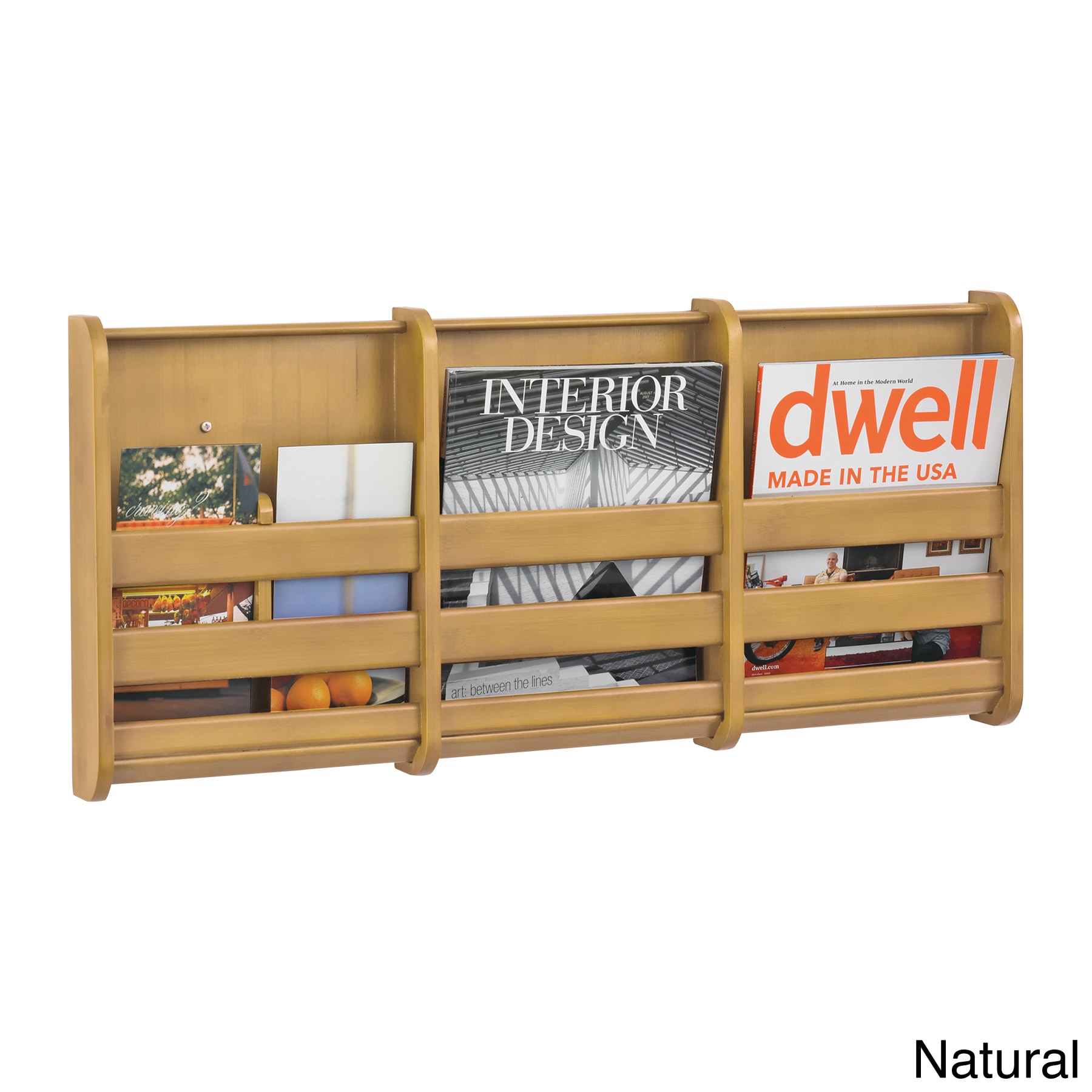 Safco 3 Pocket Bamboo Magazine Wall Rack