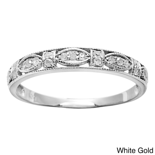 10k Gold 1/5ct TDW Diamond Pave Vintage-style Ring