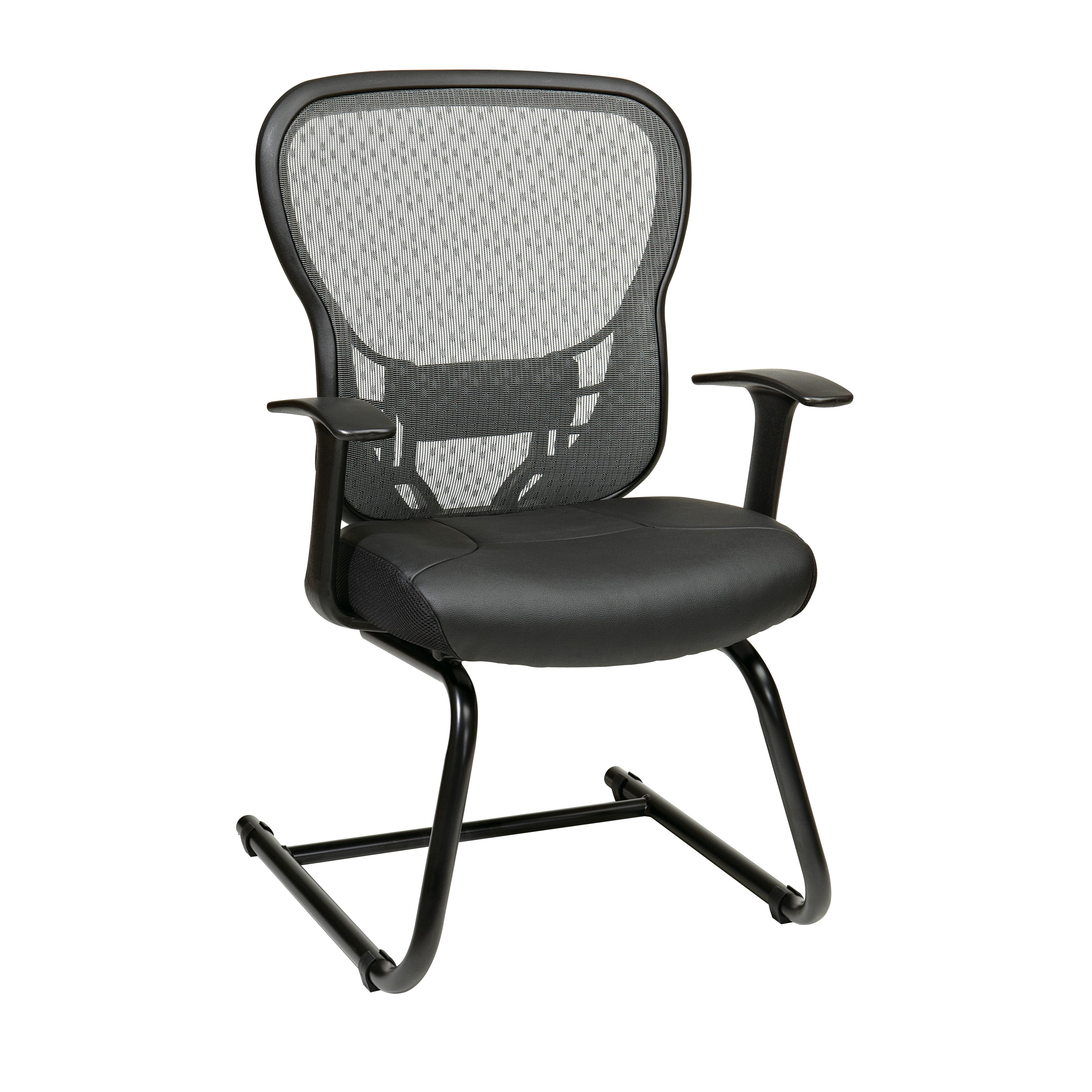 Office Star Spacegrid Eco Leather Seat Visitors Chair (Black Assembly RequiredPlease note orders of 4 or more chairs will ship with a freight carrier, and are not traceable via UPS. Please allow 10 days before contacting  regarding any freig
