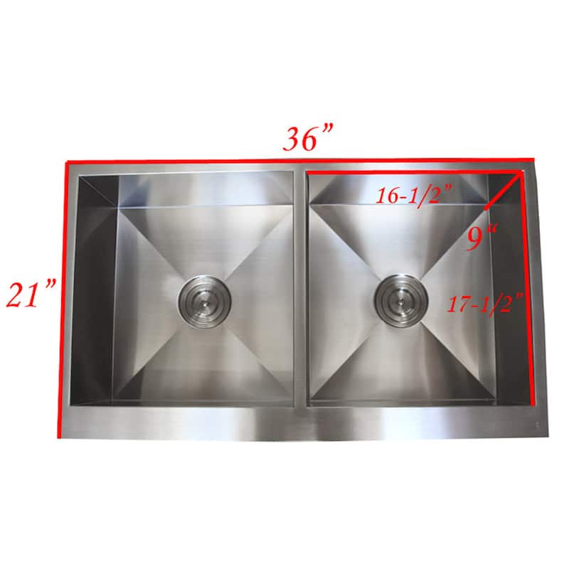Stainless Steel Farmhouse Double Bowl Flat Apron Kitchen Sink