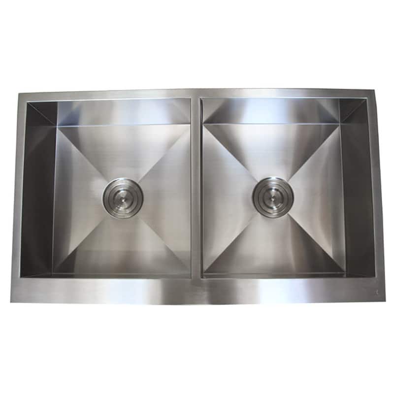 Stainless Steel Farmhouse Double Bowl Flat Apron Kitchen Sink