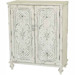 Hand-painted Distressed Antique White Finish Accent Chest - Overstock ...