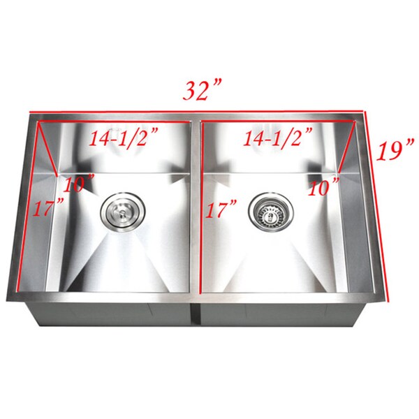 Stainless Steel Double Bowl 50/50 Undermount Kitchen Sink - Overstock ...
