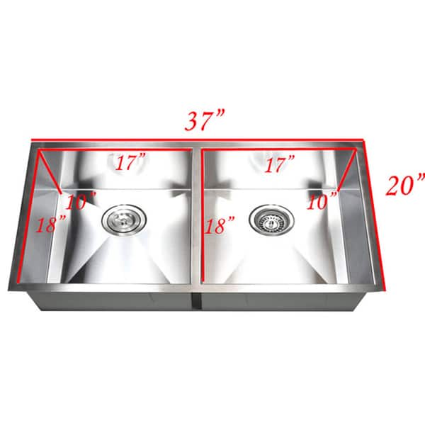 dimension image slide 2 of 2, Stainless Steel Double Bowl 50/50 Undermount Kitchen Sink