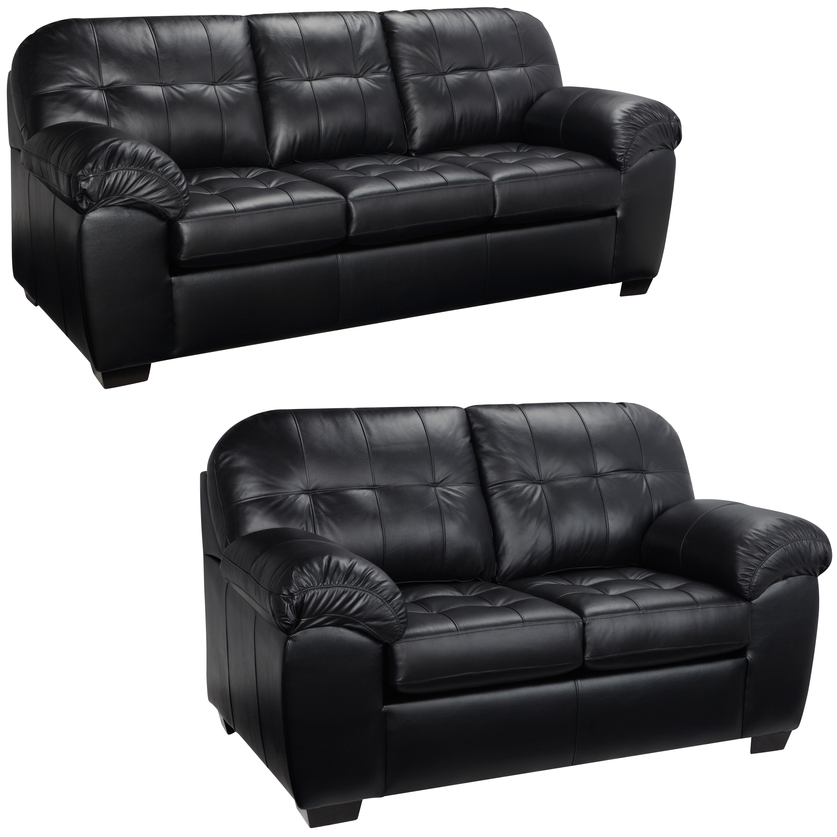 New Comfortable Emma Black Italian Leather Sofa and ...