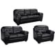 preview thumbnail 1 of 4, Emma Black Italian Leather Sofa, Loveseat and Chair Set