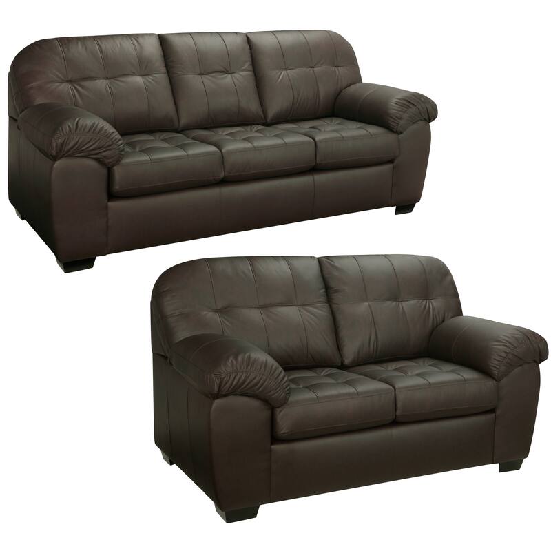 Isabella Chocolate Brown Italian Leather Sofa and Loveseat Set