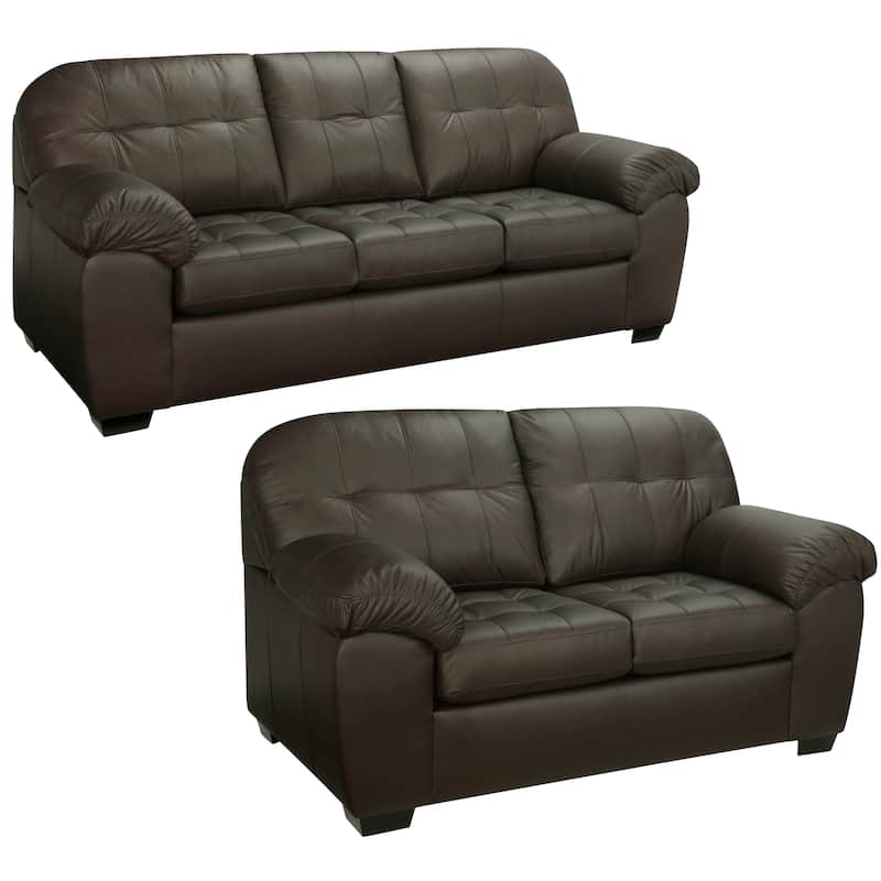 Isabella Chocolate Brown Italian Leather Sofa and Loveseat Set