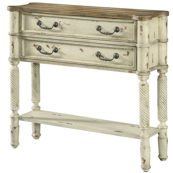 Hand Painted Distressed Antique White Finish Accent Table Chest Hand Painted Distressed Antique White Finish Accent Table Chest