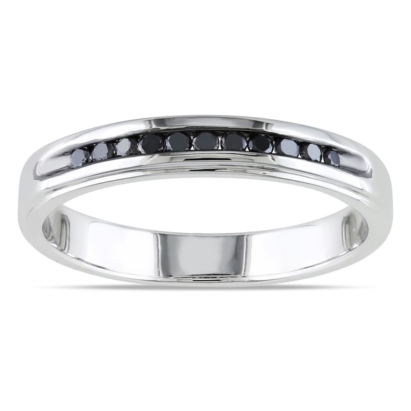 Haylee Jewels Sterling Silver 1/4ct TDW Mens Black Diamond Wedding