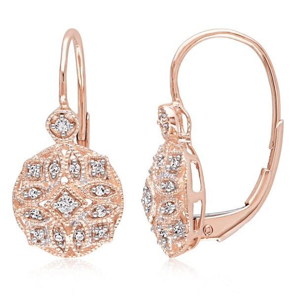 Shop Miadora 14k Rose Gold 1/6ct TDW Diamond Earrings - On Sale - Free Shipping Today ...
