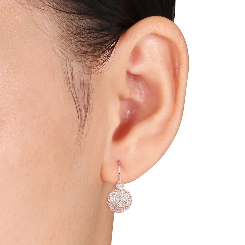 Miadora 14k Rose Gold 1/6ct TDW Diamond Earrings