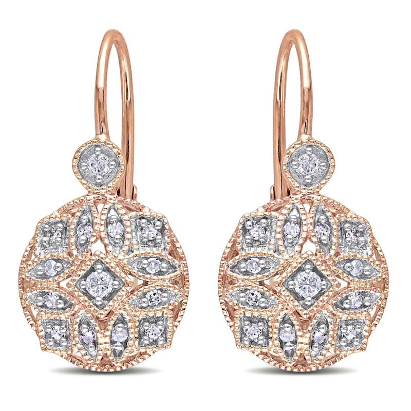 Miadora 14k Rose Gold 1/6ct TDW Diamond Earrings