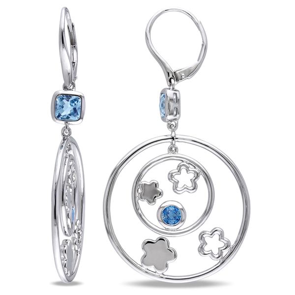 Miadora Sterling Silver Blue Topaz Dangle Earrings Miadora Gemstone Earrings