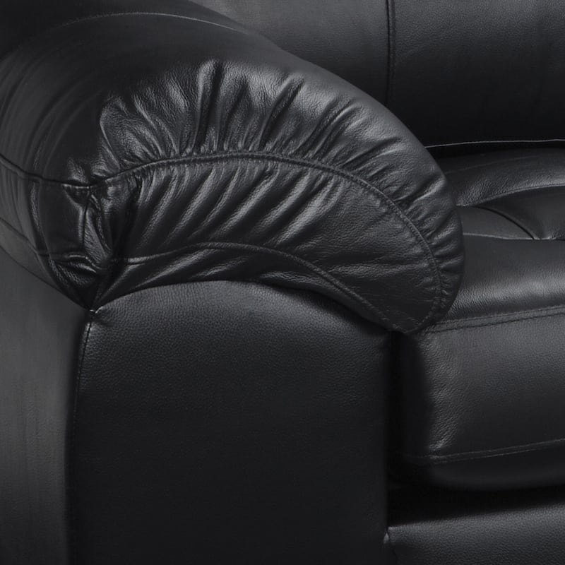 Emma Black Italian Leather Sofa and Two Chairs