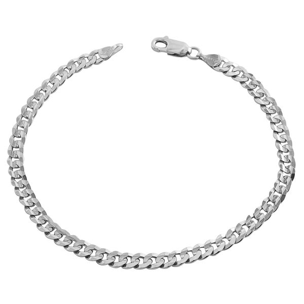 Shop Fremada 14k White Gold Concave Flat Curb Bracelet - On Sale - Free Shipping Today ...