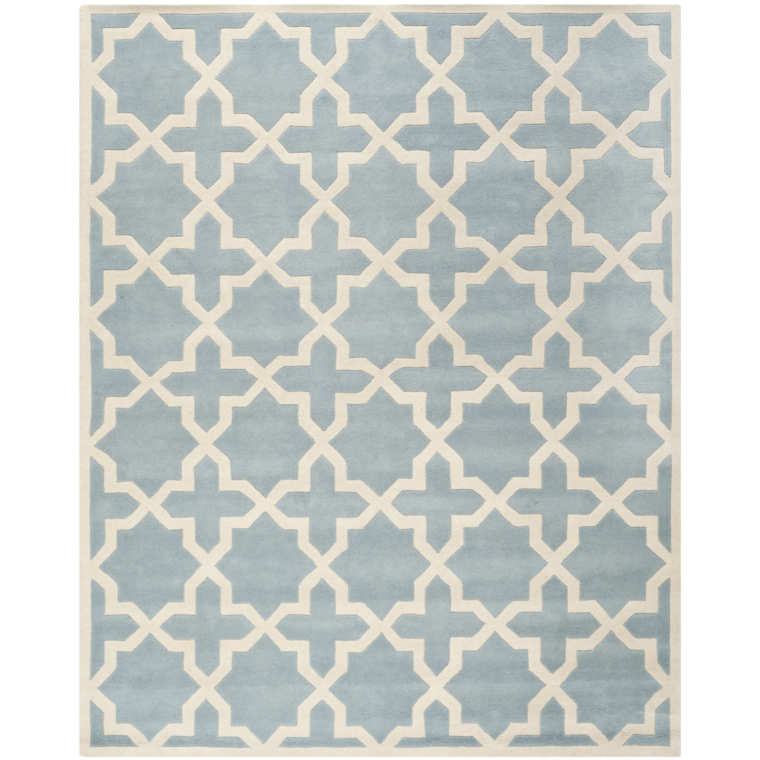 Handmade Moroccan Blue Pure Wool Rug (89 X 12)