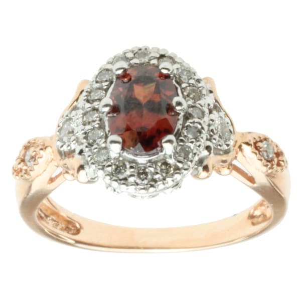 Michael Valitutti 14k Two tone Gold Rose Zircon and Diamond Ring Michael Valitutti Gemstone Rings