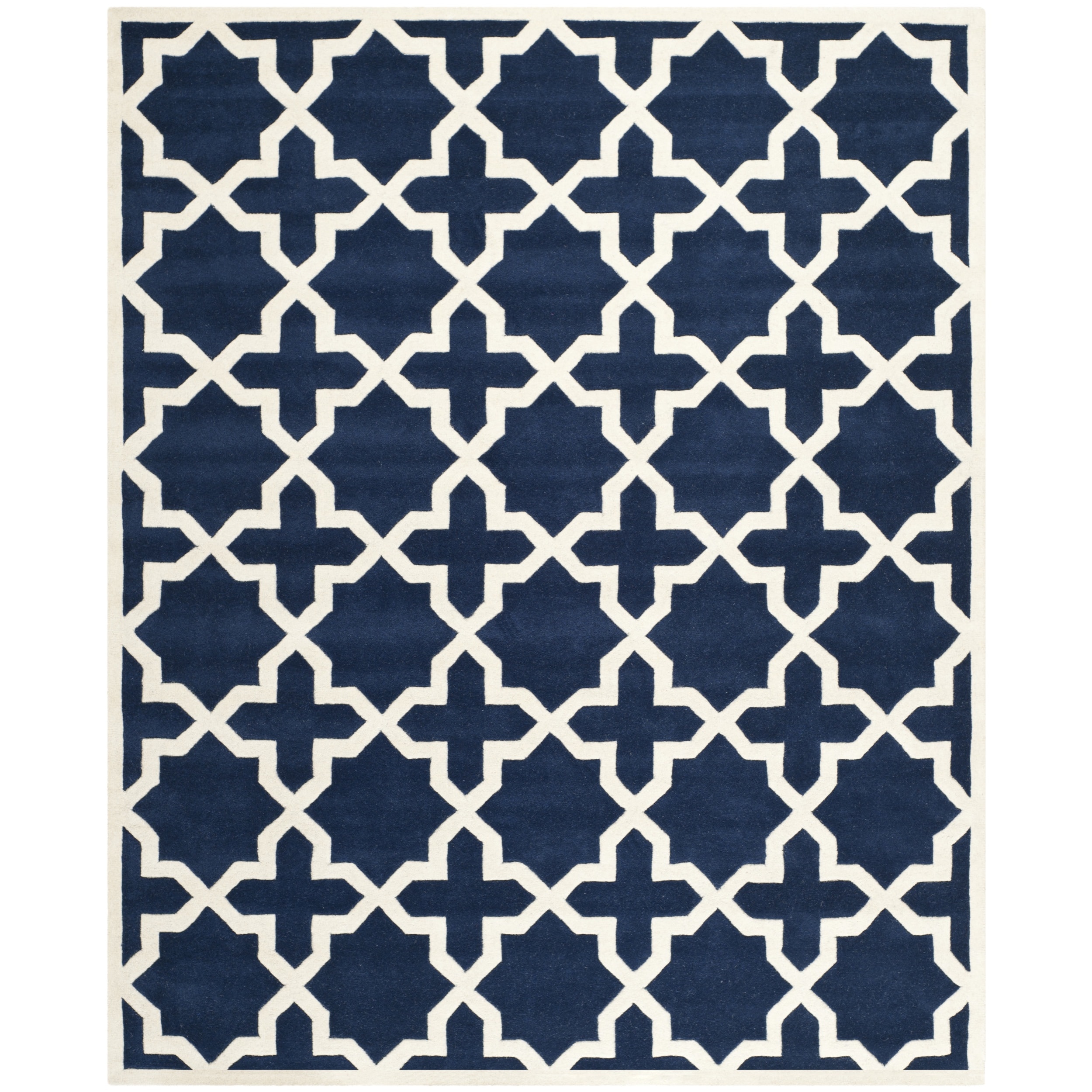 Handmade Moroccan Dark Blue 100 Percent Wool Rug (89 X 12)