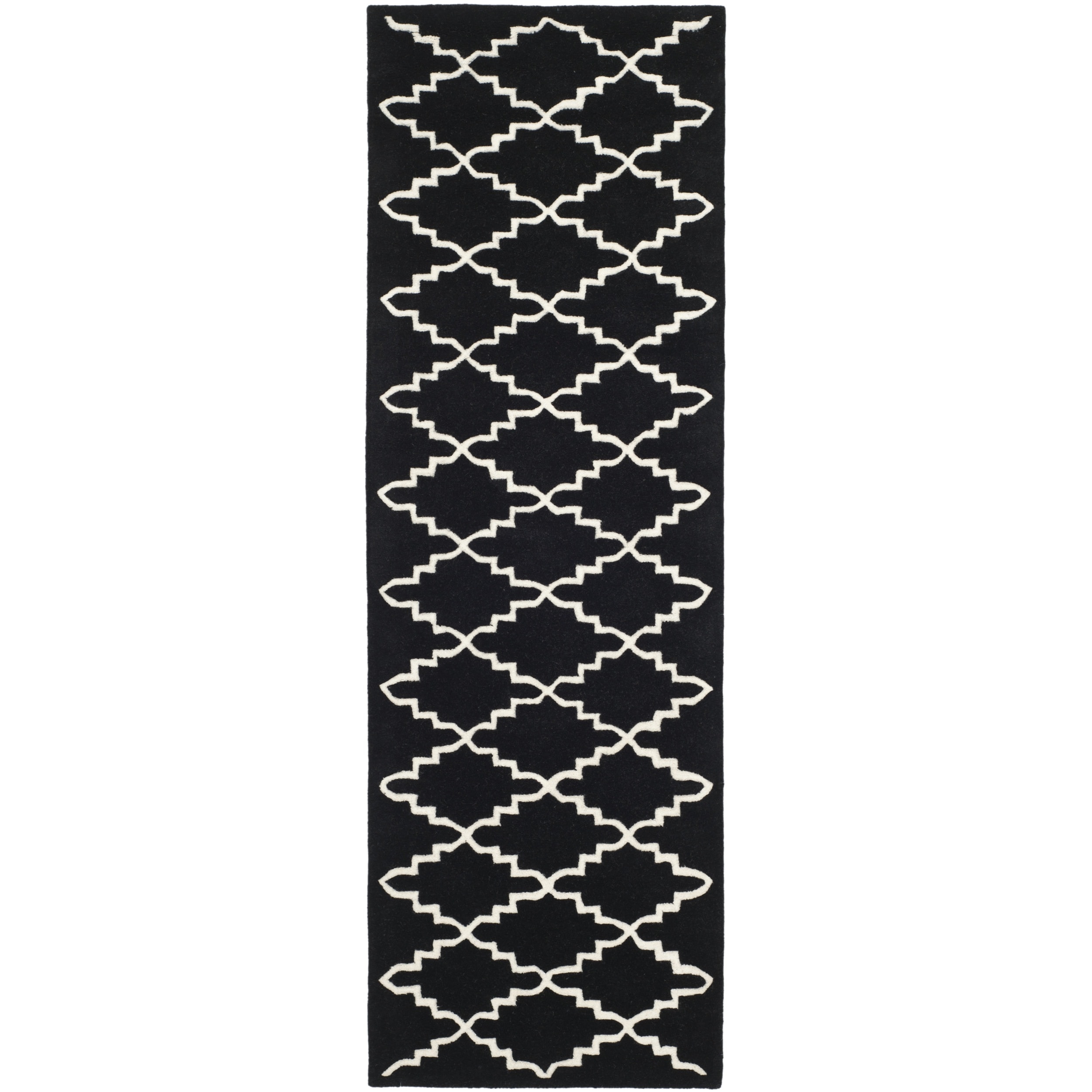 Handmade Moroccan Black Wool Rug With Cotton Canvas Backing (23 X 7)