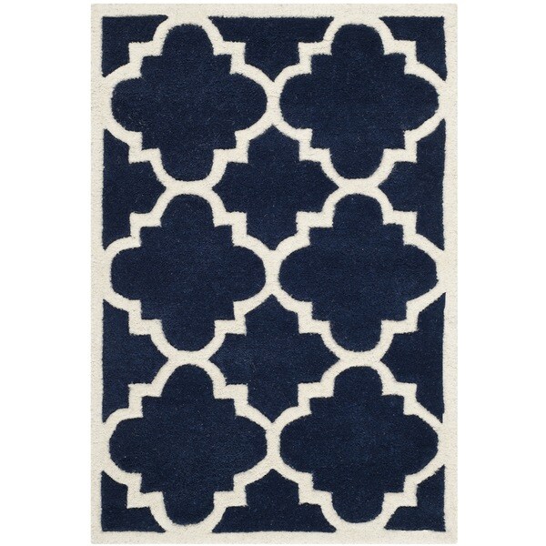 Safavieh Handmade Moroccan Chatham Dark Blue/ Ivory Wool Rug (3 x 5)