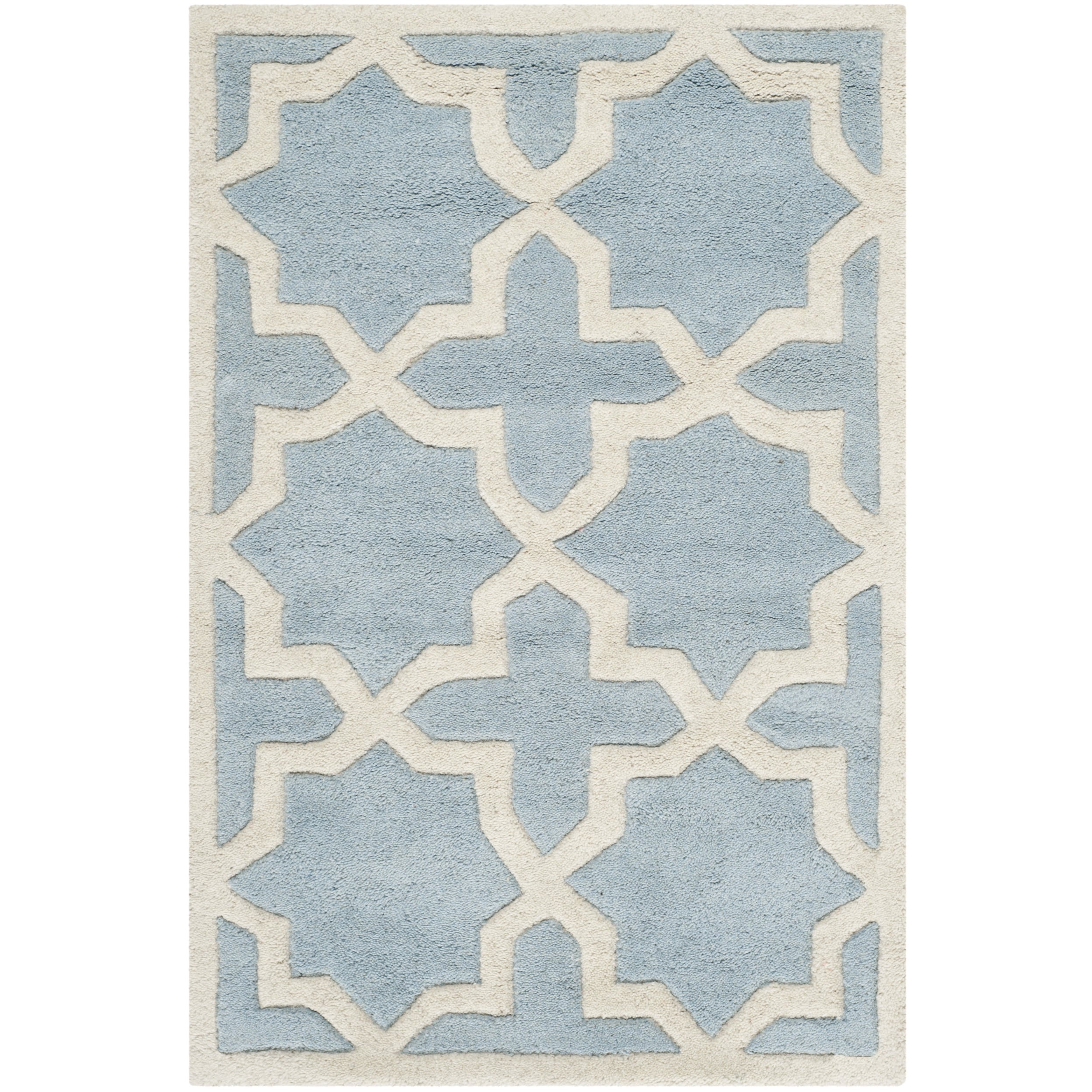 Handmade Moroccan Blue Pure Wool Rug (2 X 3)