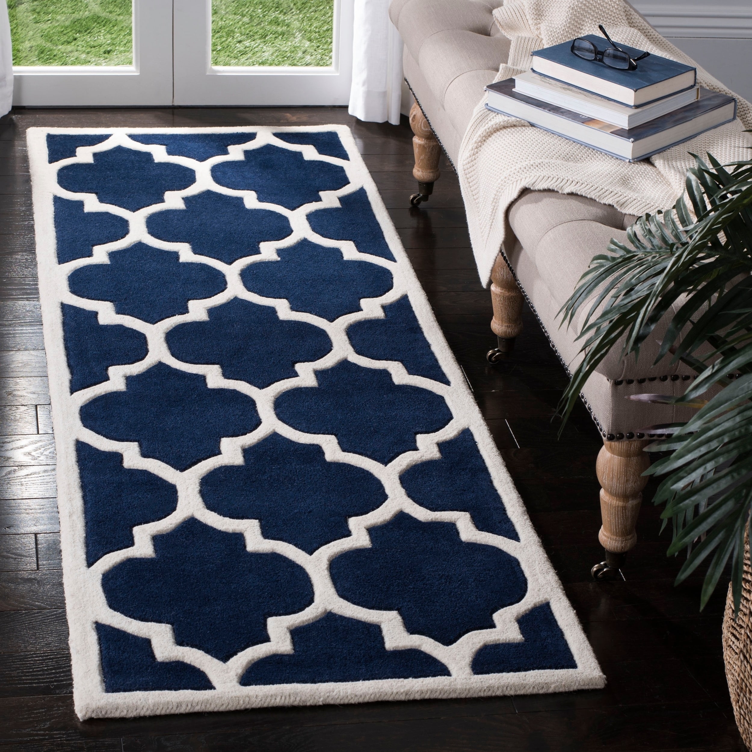 dark blue runner rug