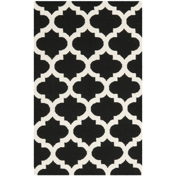 Safavieh Hand woven Moroccan Dhurrie Black Wool Rug (3' x 5') Safavieh 3x5   4x6 Rugs