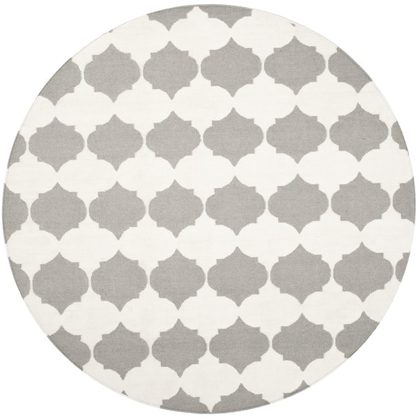 Safavieh Hand woven Moroccan Dhurrie Grey Wool Rug (7' Round) Safavieh Round/Oval/Square