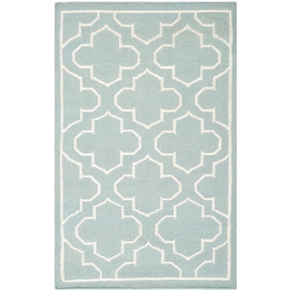 Safavieh Hand-woven Moroccan Reversible Dhurrie Blue Wool Rug - 3' x 5'