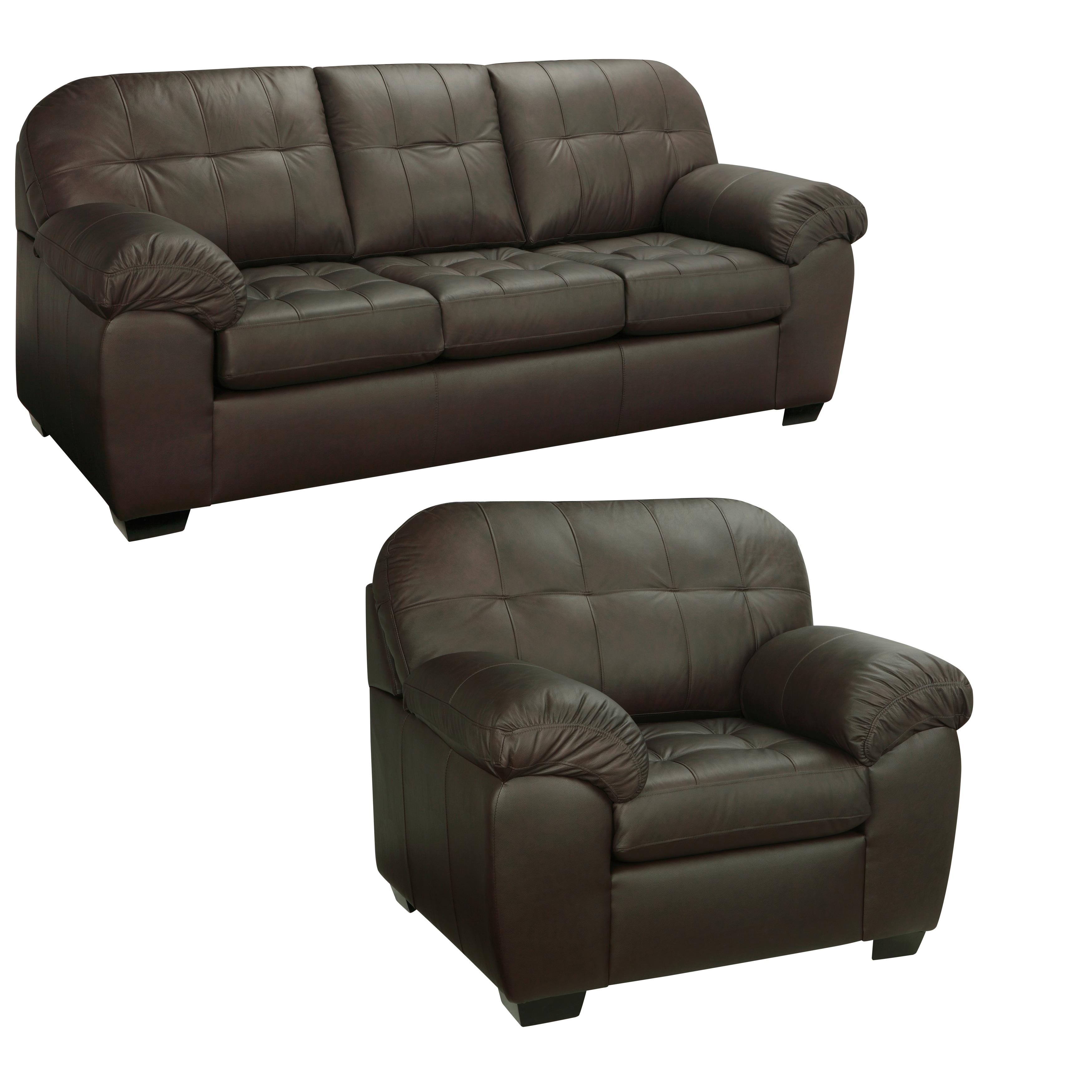 Isabella Chocolate Brown Italian Leather Sofa and Chair Set - On Sale - Bed  Bath & Beyond - 8093093