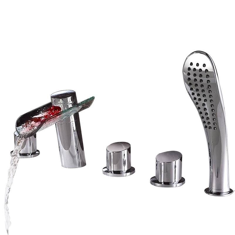 Sumerain Contemporary LED Thermal Waterfall Bathtub Faucet