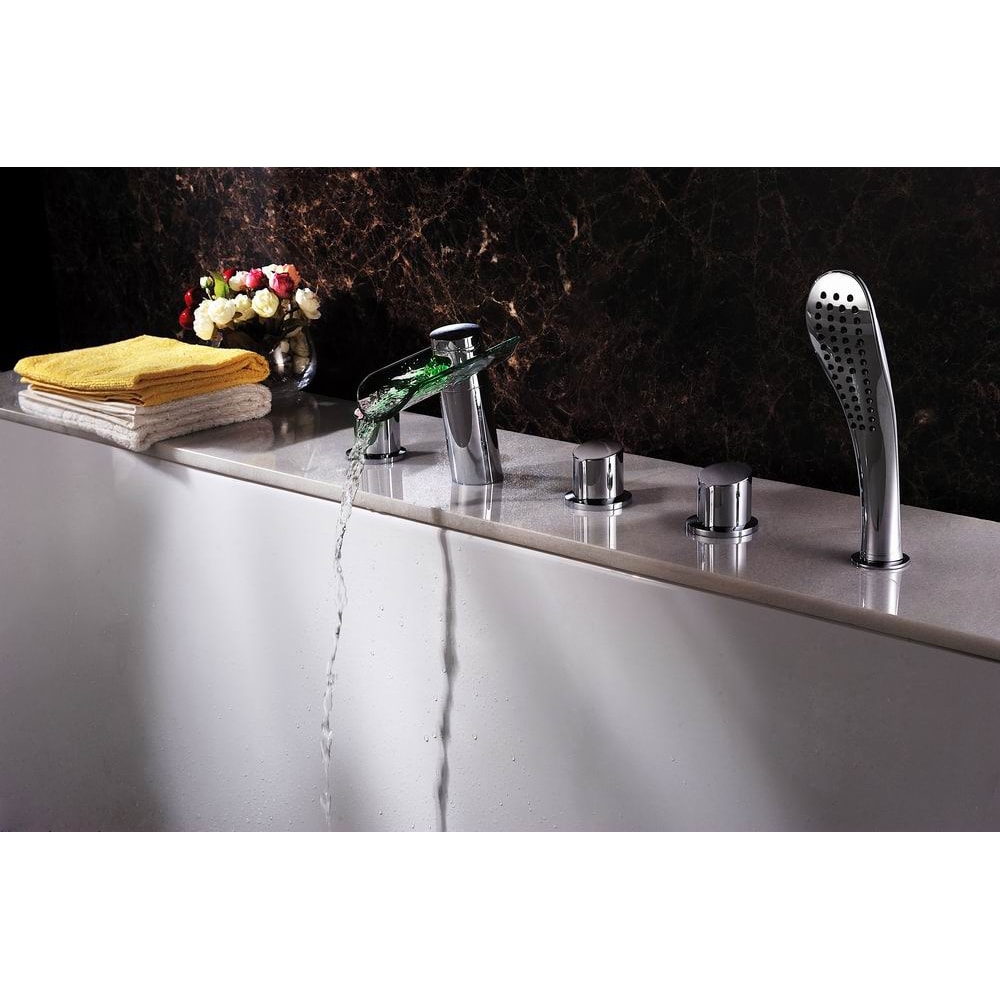 Sumerain Contemporary Led Thermal Waterfall Bathtub Faucet