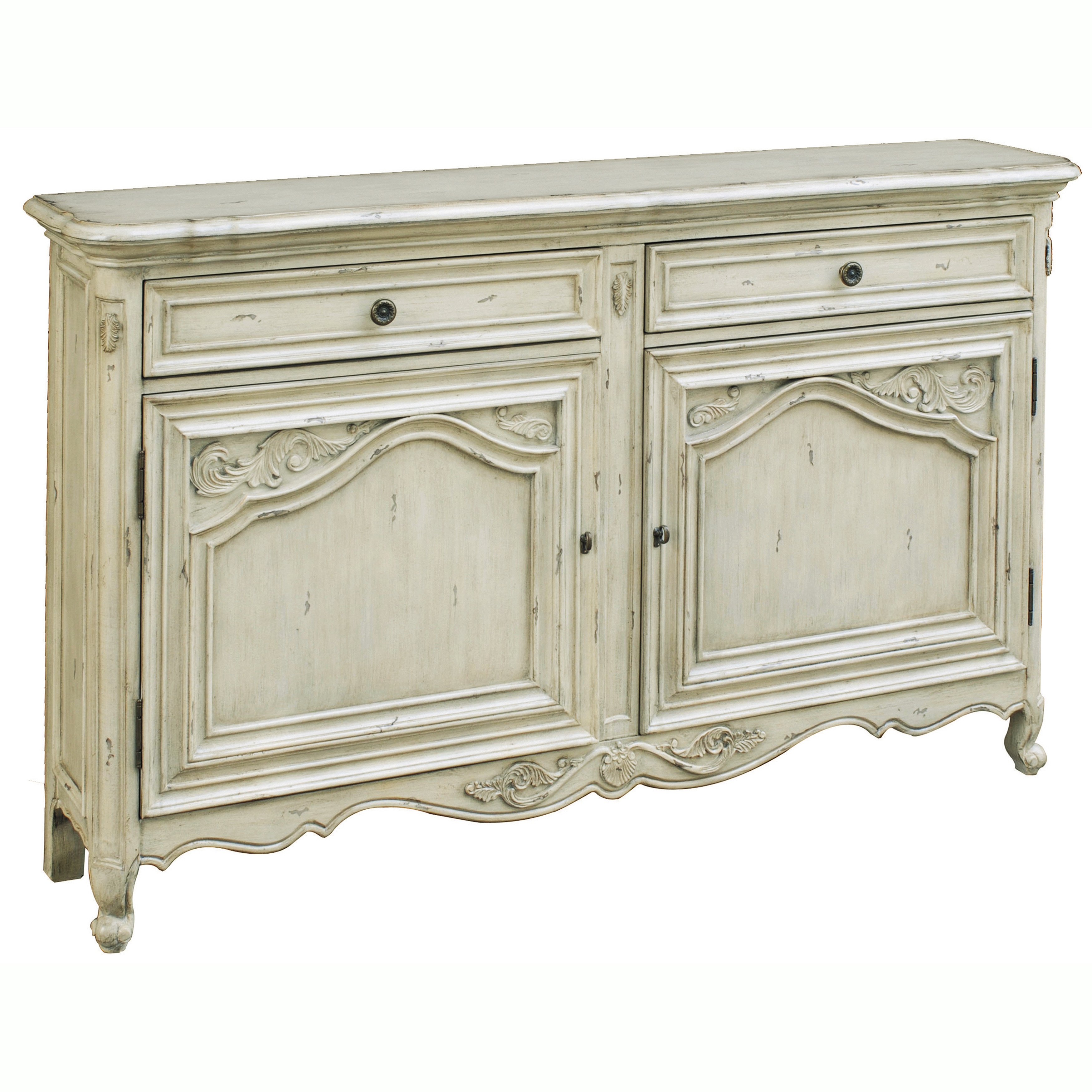 Shop Hand Painted Distressed Antique Cream Console Chest Multi