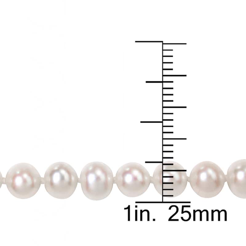 3 Pc. 6-7 MM Cultured FW Pearl Jewelry Set in Silvertone by Miadora - 7 inch x 7.4 mm x 6.5 high